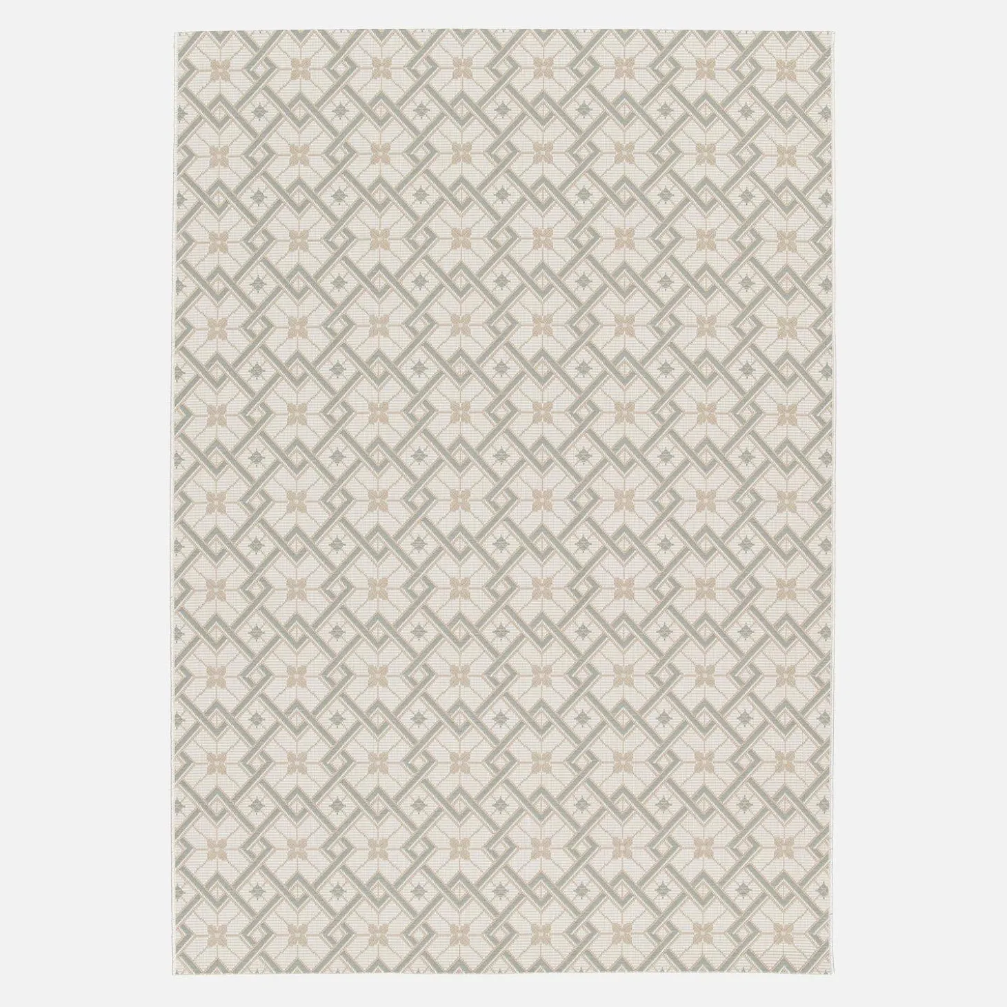 Vintage binnen/buiten tapijt, crème, beige en groen