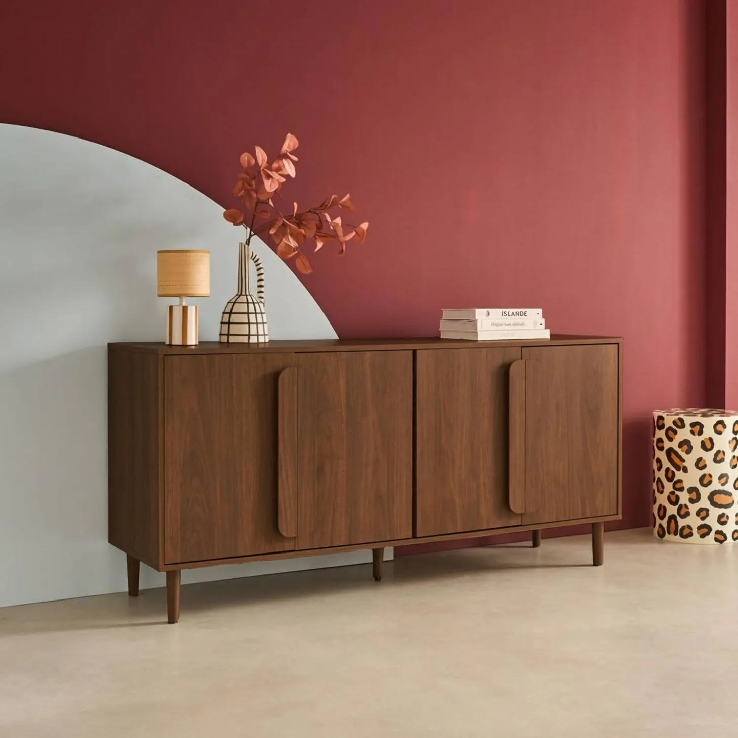 Vintage dressoir houtdecor 4 deuren 160cm