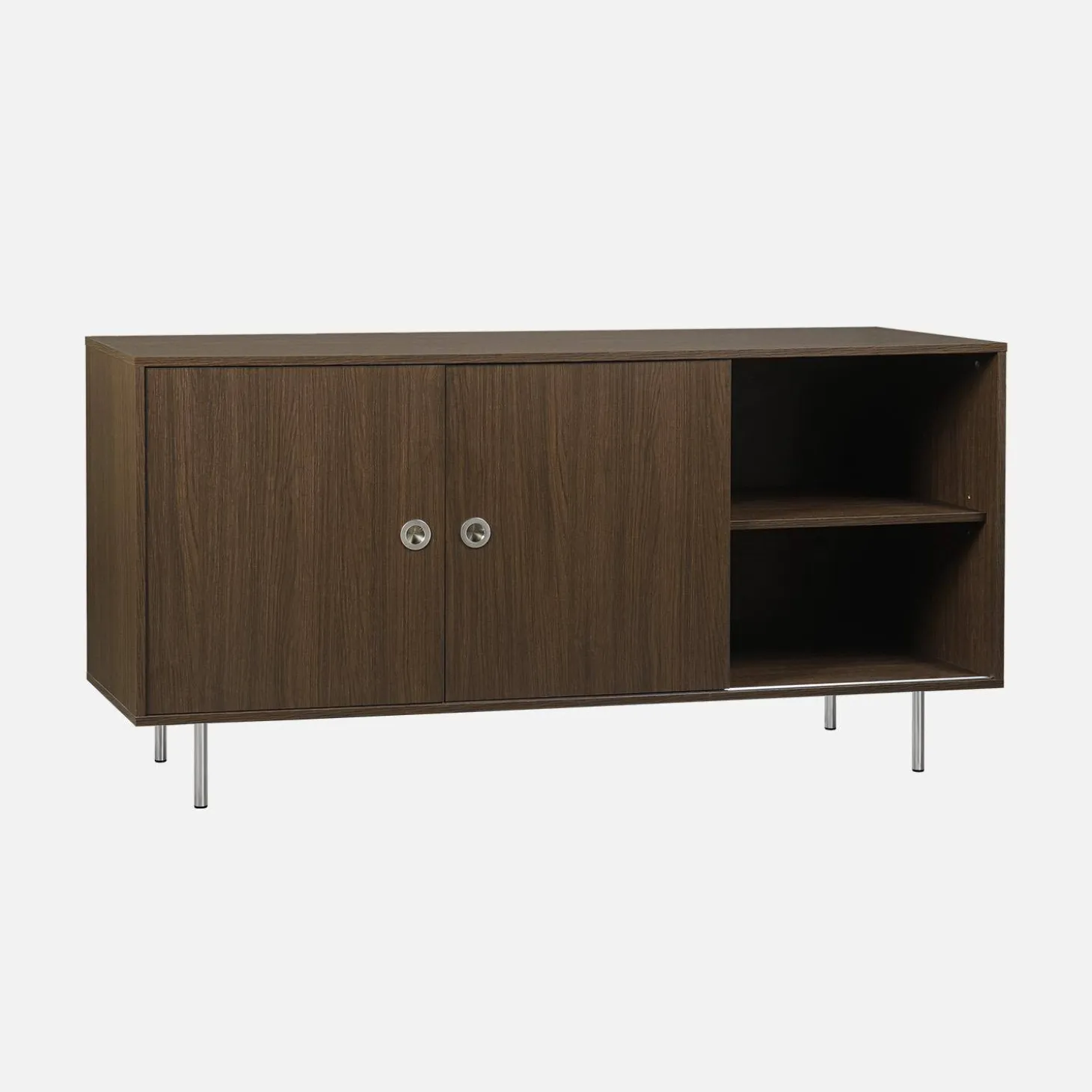 Vintage dressoir 2 schuifdeuren houtdecor en roestvrij staal 150cm