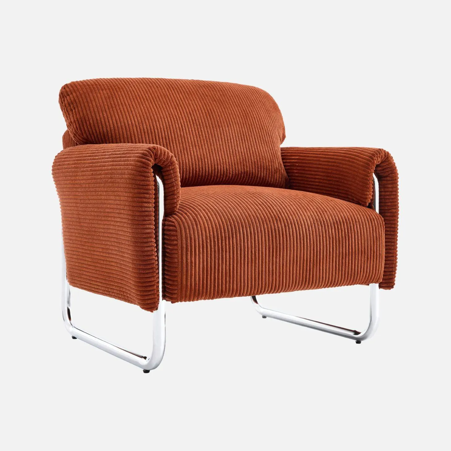 Vintage fauteuil van corduroy met chromen frame