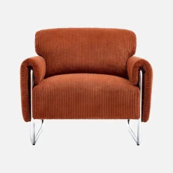 Vintage fauteuil van corduroy met chromen frame