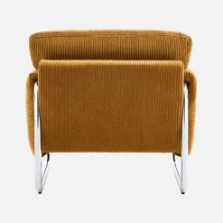 Vintage fauteuil van corduroy met chromen frame