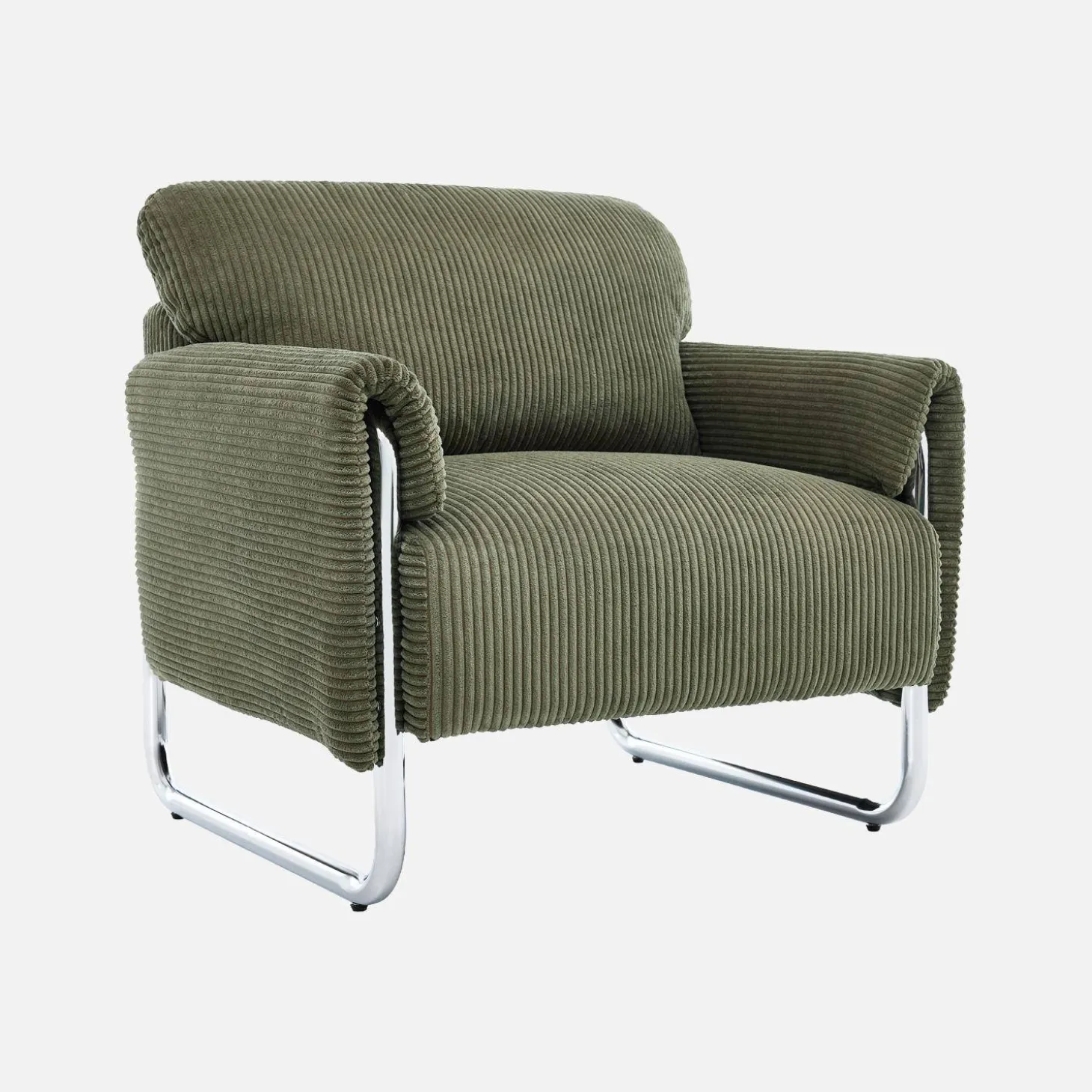 Vintage fauteuil van corduroy met chromen frame