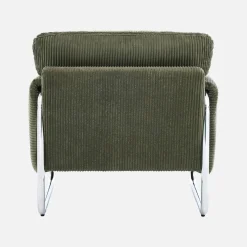 Vintage fauteuil van corduroy met chromen frame