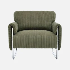 Vintage fauteuil van corduroy met chromen frame