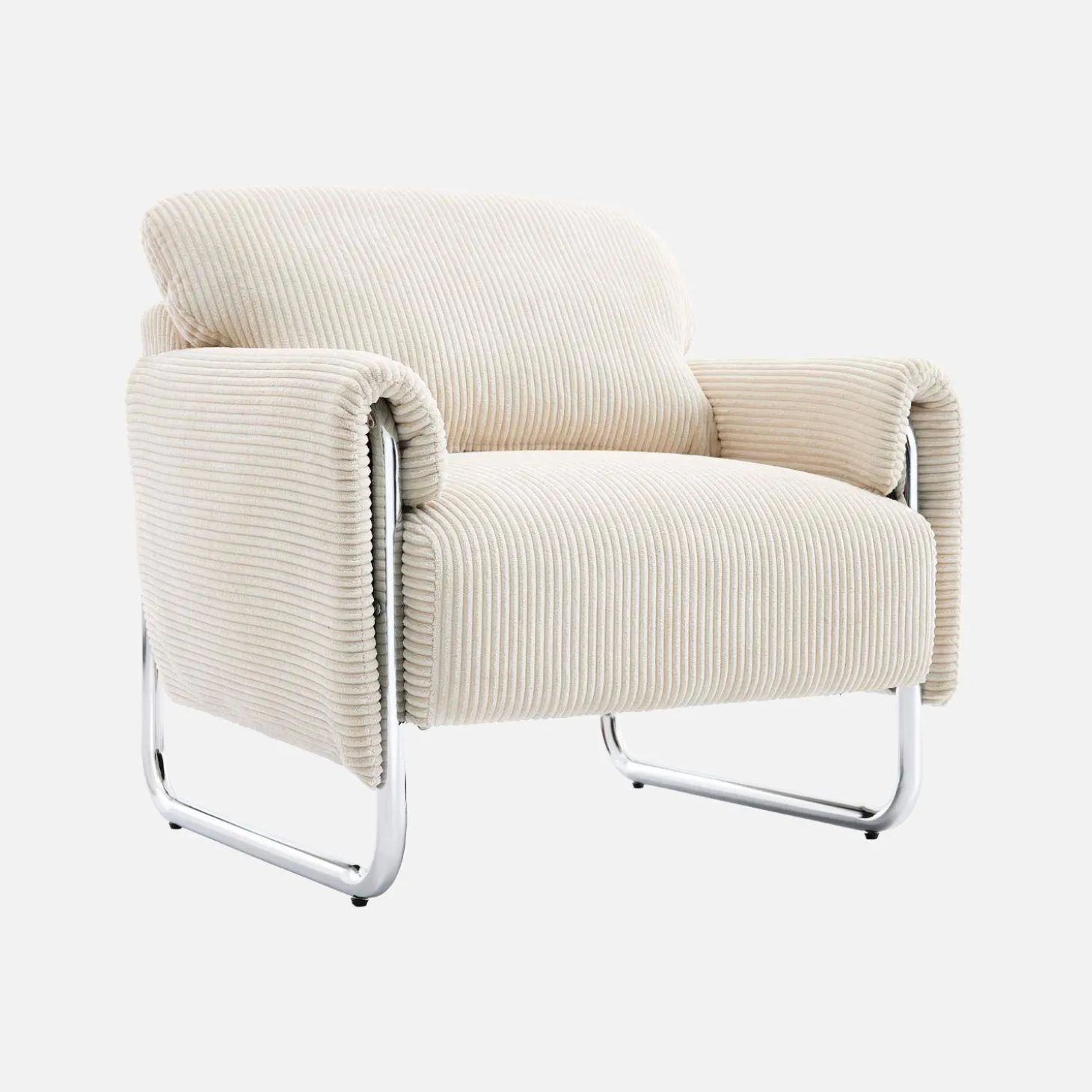 Vintage fauteuil van corduroy met chromen frame