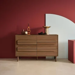 Vintage ladekast houtdecor 6 lades 120cm