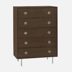 Vintage ladekast 5 lades houtdecor en roestvrij staal 80cm