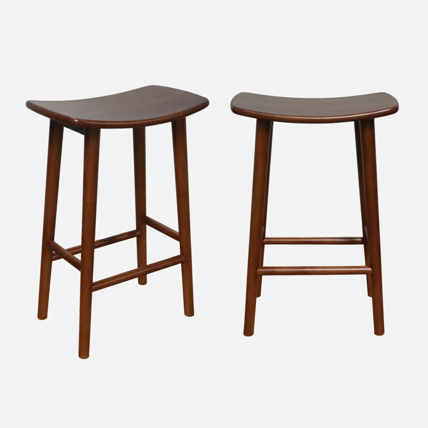Vintage rubberhouten barkruk (set van 2)