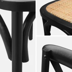 Vintage rubberhouten bistrostoelen (set van 4)