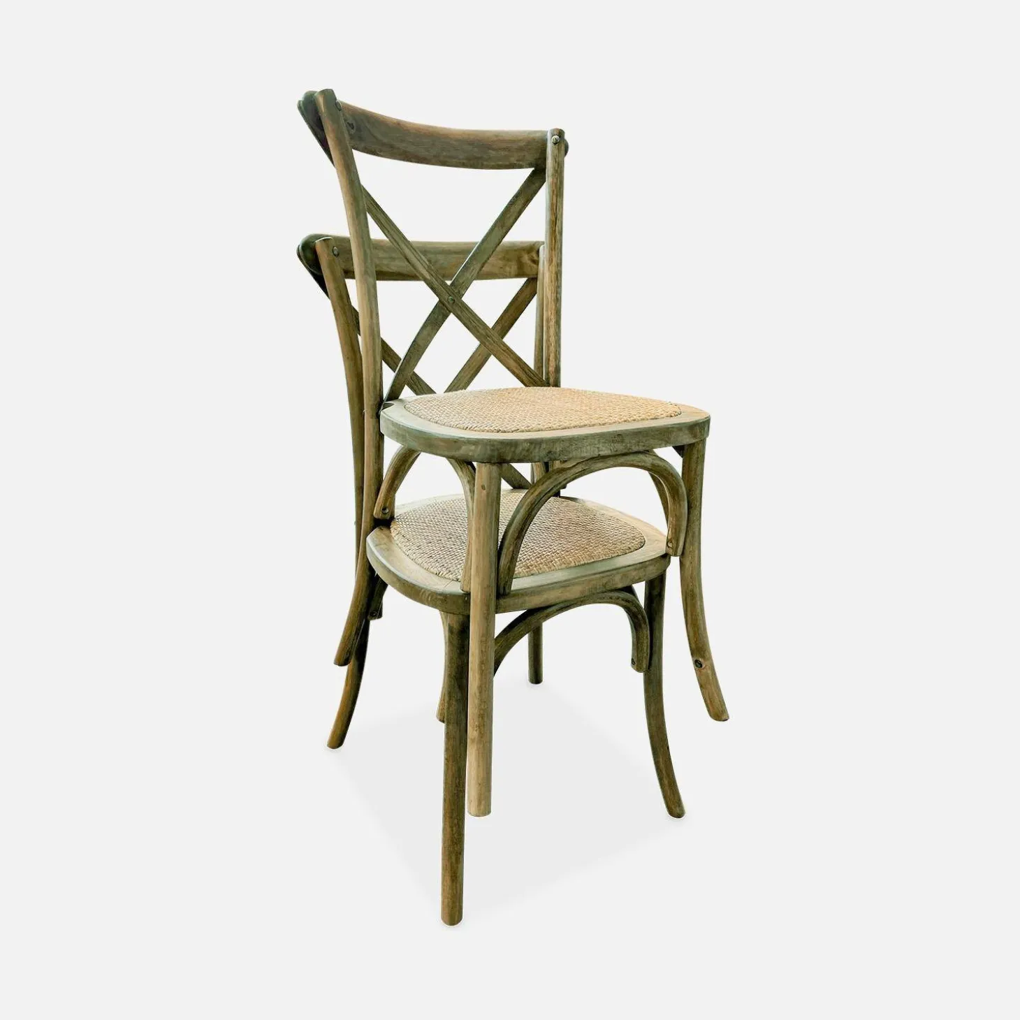 Vintage rubberhouten bistrostoelen (set van 4)