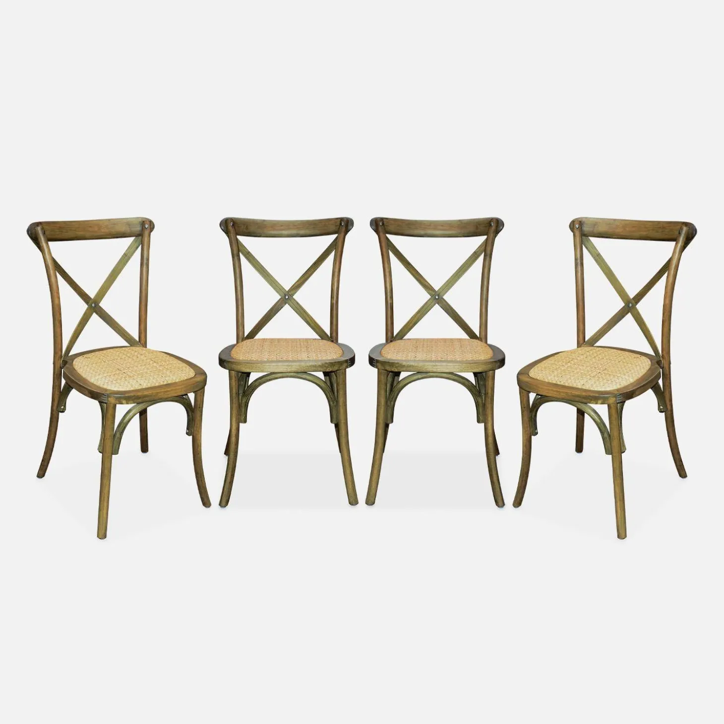 Vintage rubberhouten bistrostoelen (set van 4)