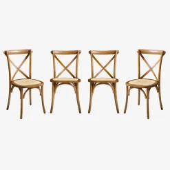 Vintage rubberhouten bistrostoelen (set van 4)