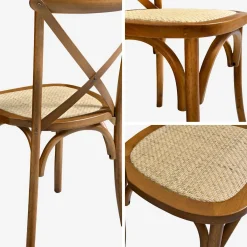 Vintage rubberhouten bistrostoelen (set van 4)