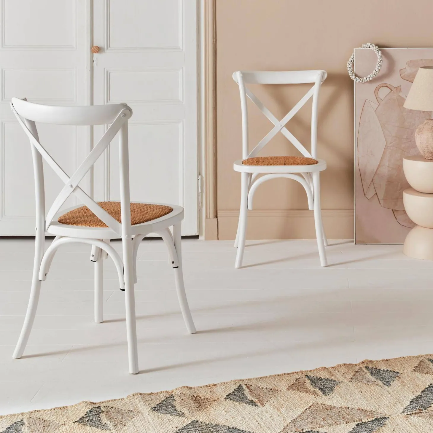 Vintage rubberhouten bistrostoelen (set van 2)