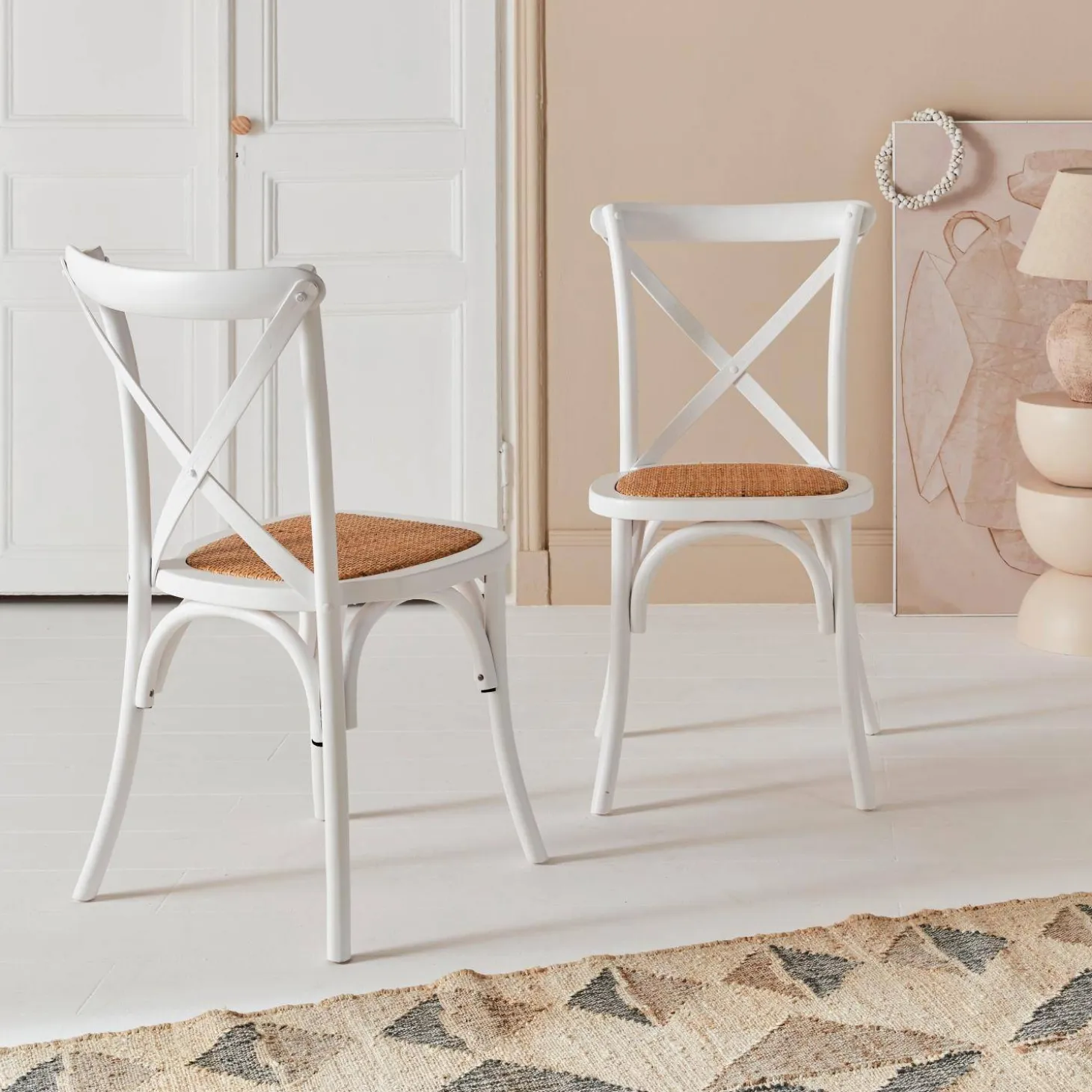 Vintage rubberhouten bistrostoelen (set van 2)