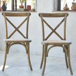 Vintage rubberhouten bistrostoelen (set van 2)
