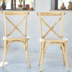 Vintage rubberhouten bistrostoelen (set van 2)