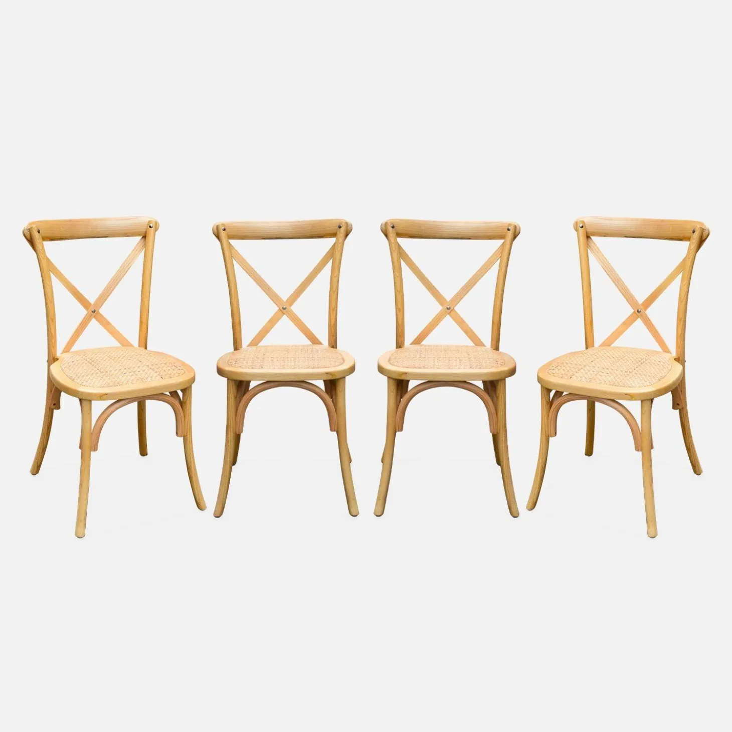 Vintage rubberhouten bistrostoelen (set van 4)