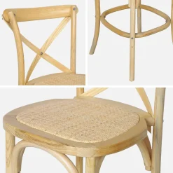 Vintage rubberhouten bistro barkrukken met voetensteun (set van 2)