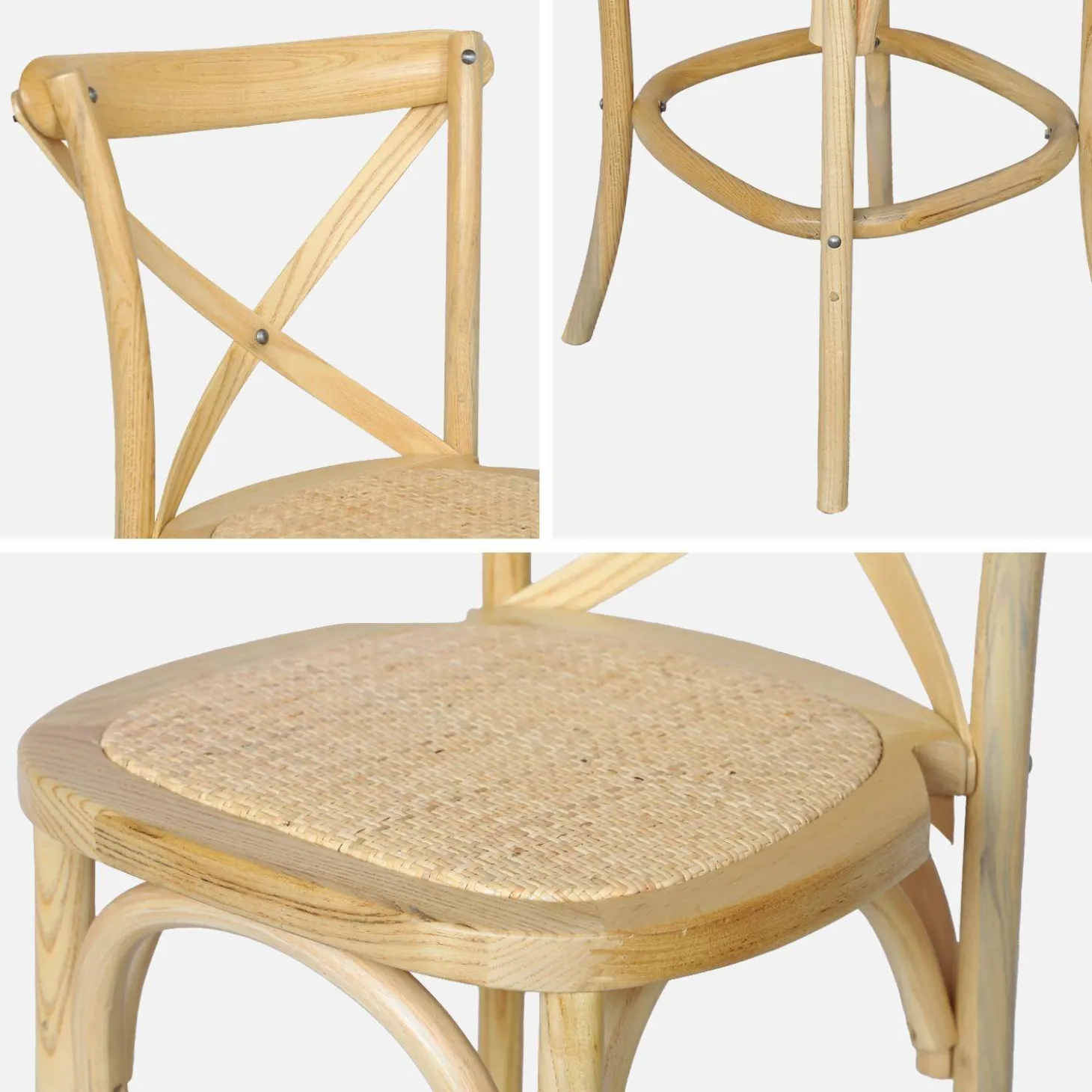 Vintage rubberhouten bistro barkrukken met voetensteun (set van 2)