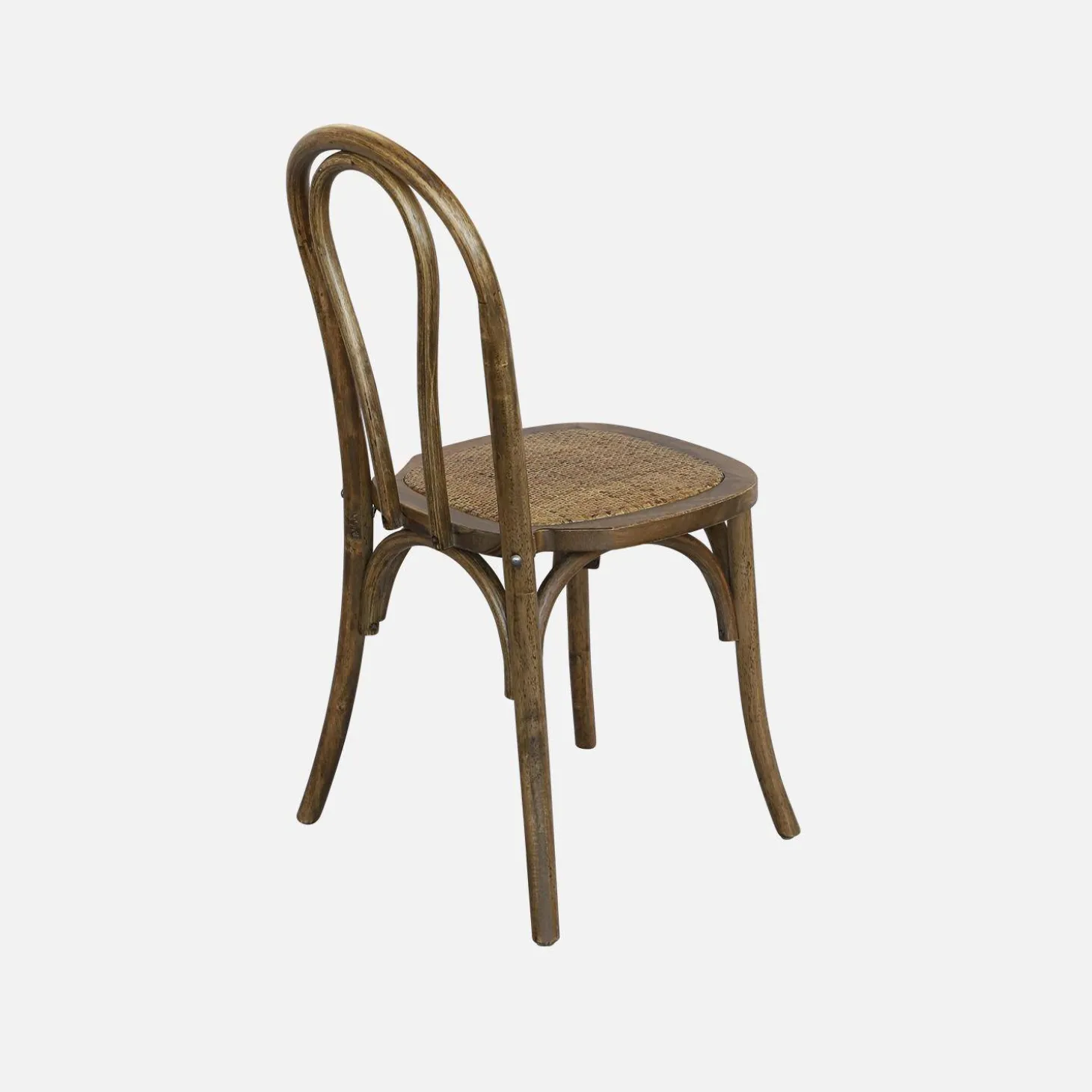 Vintage rubberhouten en rotan stoelen (set van 4)