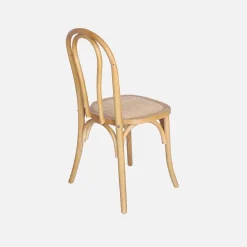 Vintage rubberhouten en rotan stoelen (set van 4)