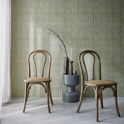 Vintage rubberhouten en rotan stoelen (set van 2)