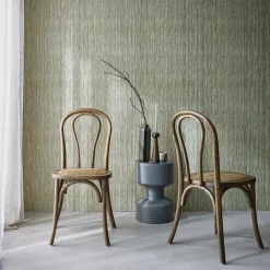 Vintage rubberhouten en rotan stoelen (set van 2)