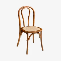 Vintage rubberhouten en rotan stoelen (set van 2)