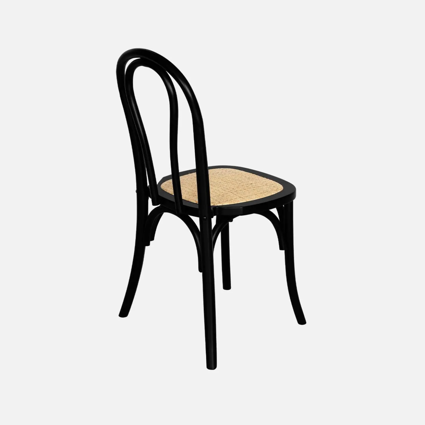 Vintage rubberhouten en rotan stoelen (set van 4)