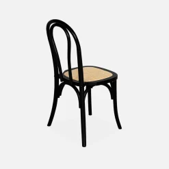Vintage rubberhouten en rotan stoelen (set van 2)