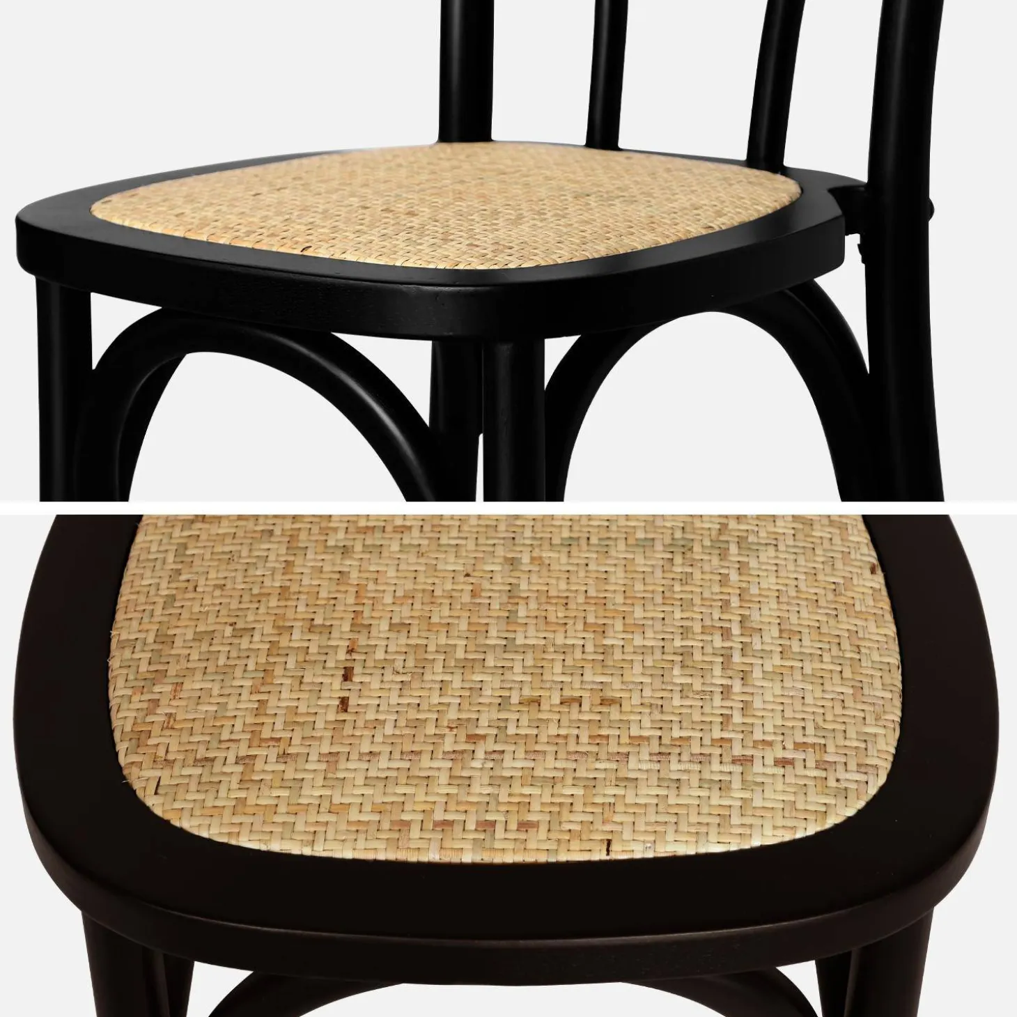 Vintage rubberhouten en rotan stoelen (set van 2)