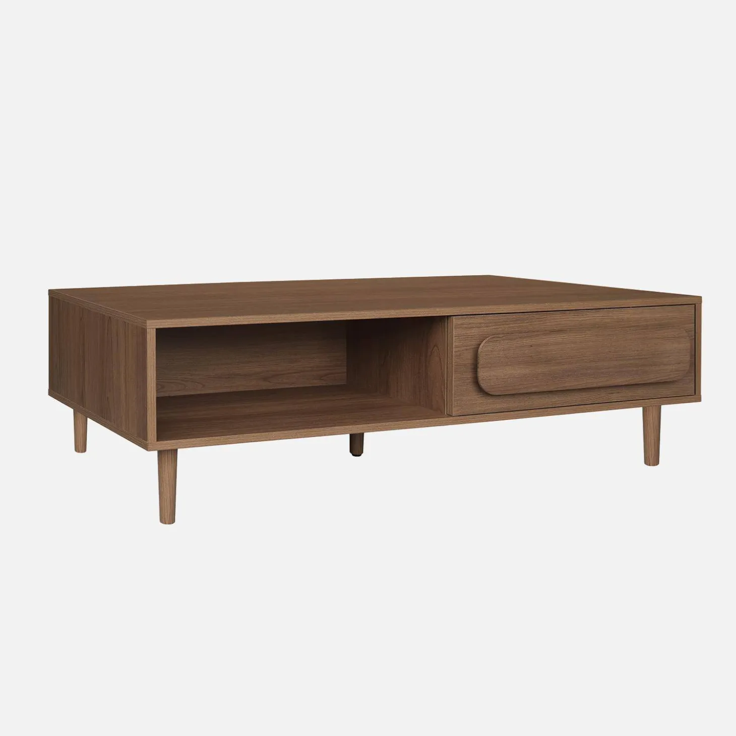 Vintage salontafel houtdecor 1 lade 2 vakken