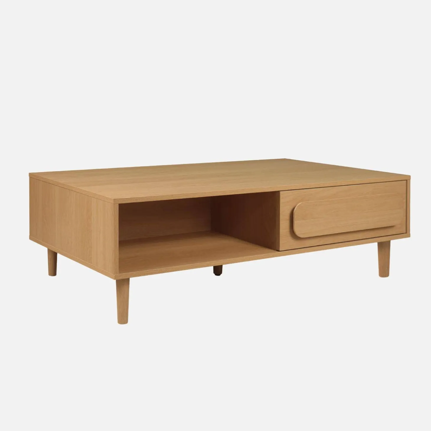 Vintage salontafel houtdecor 1 lade 2 vakken