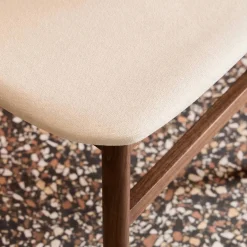 Vintage stoelen rubberhout en stof (set van 2)