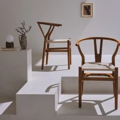 Vintage stoel van beukenhout en touw (set van 2)