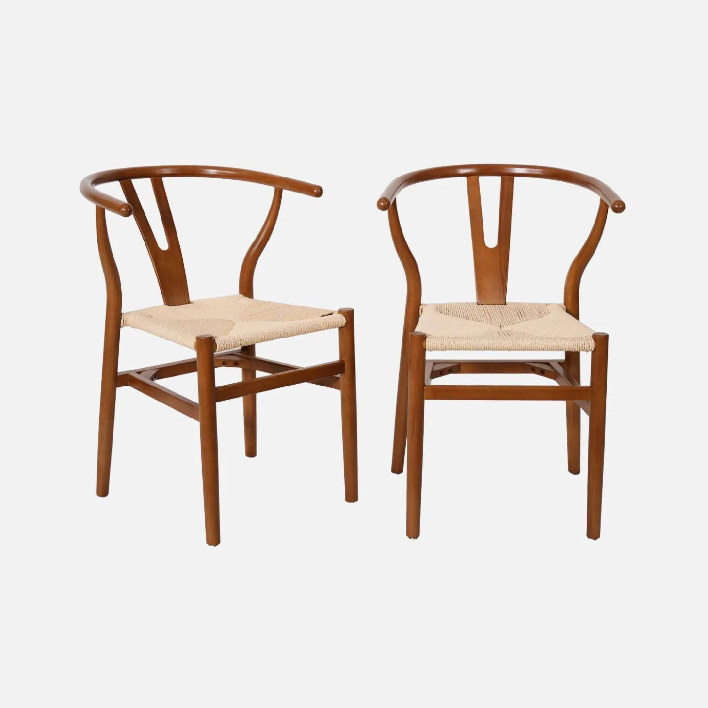 Vintage stoel van beukenhout en touw (set van 2)