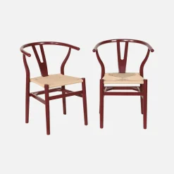 Vintage stoel van beukenhout en touw (set van 2)