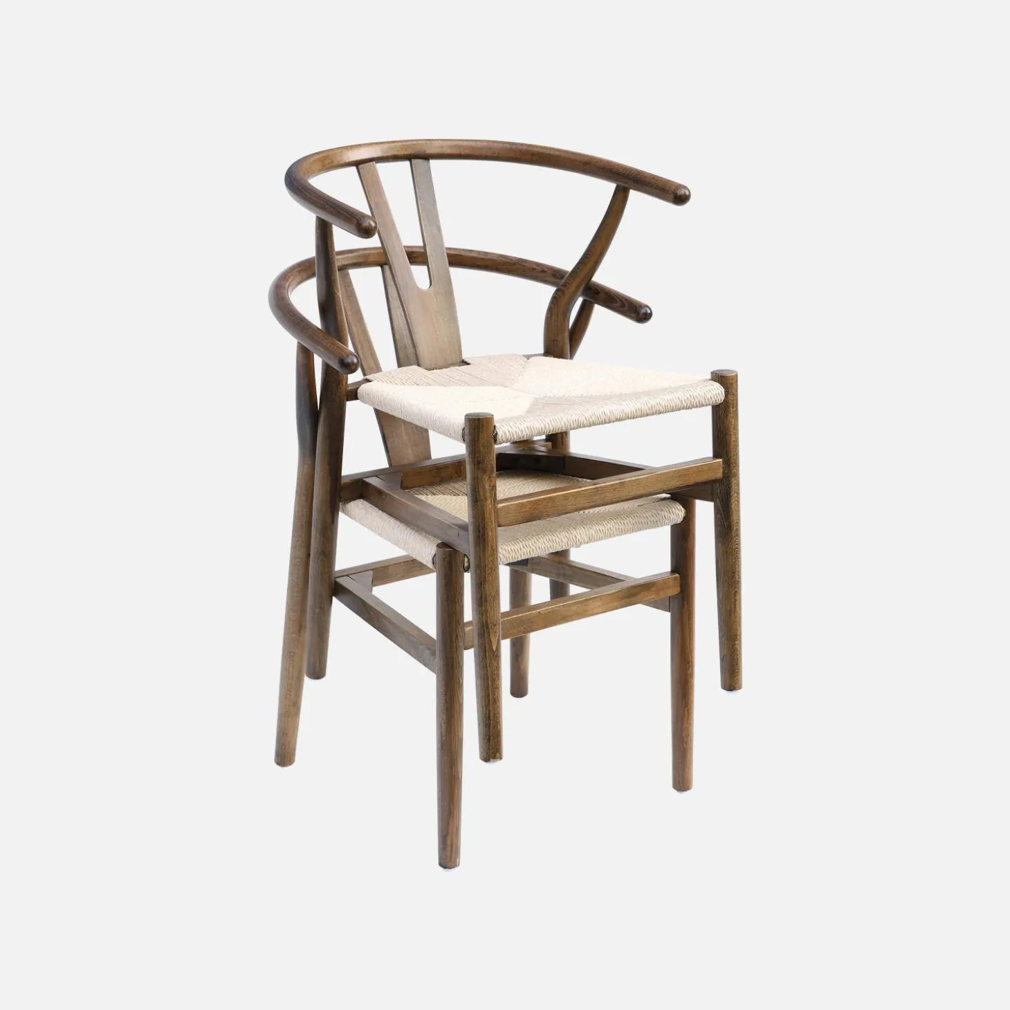Vintage stoel van beukenhout en touw (set van 2)