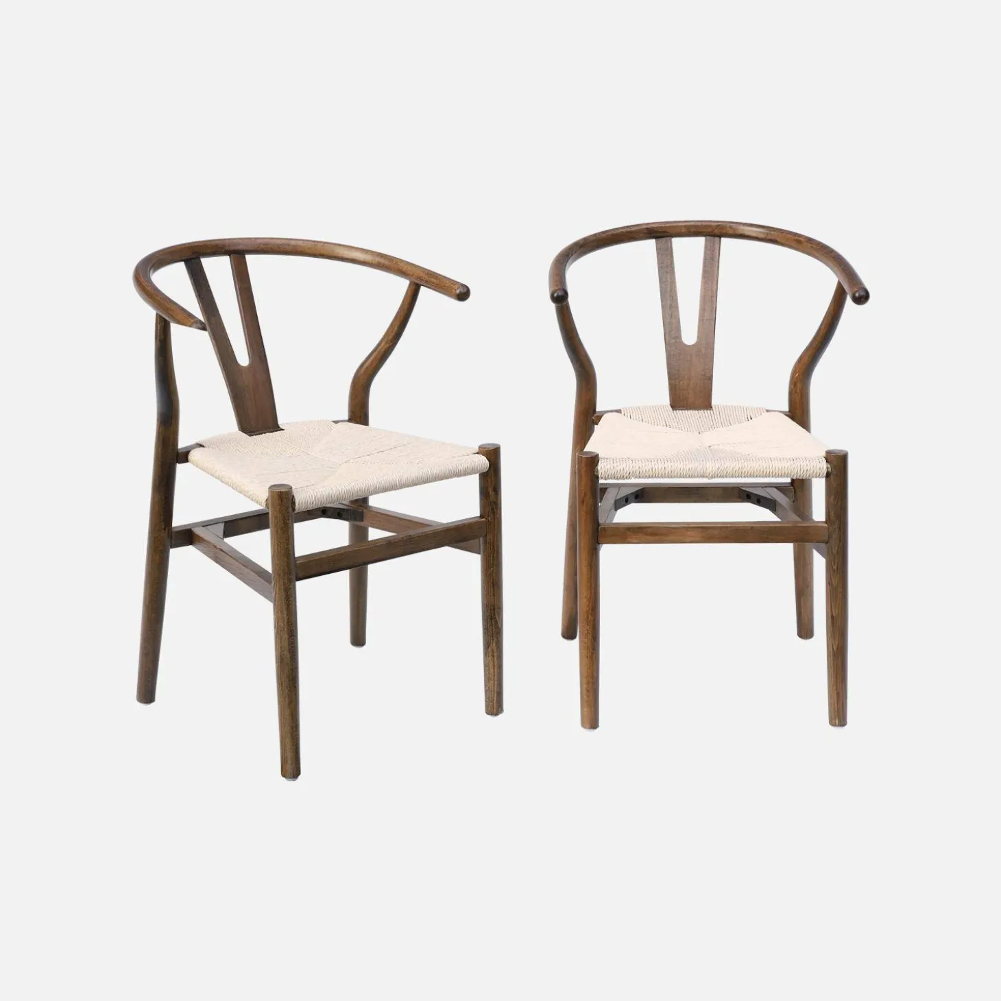 Vintage stoel van beukenhout en touw (set van 2)