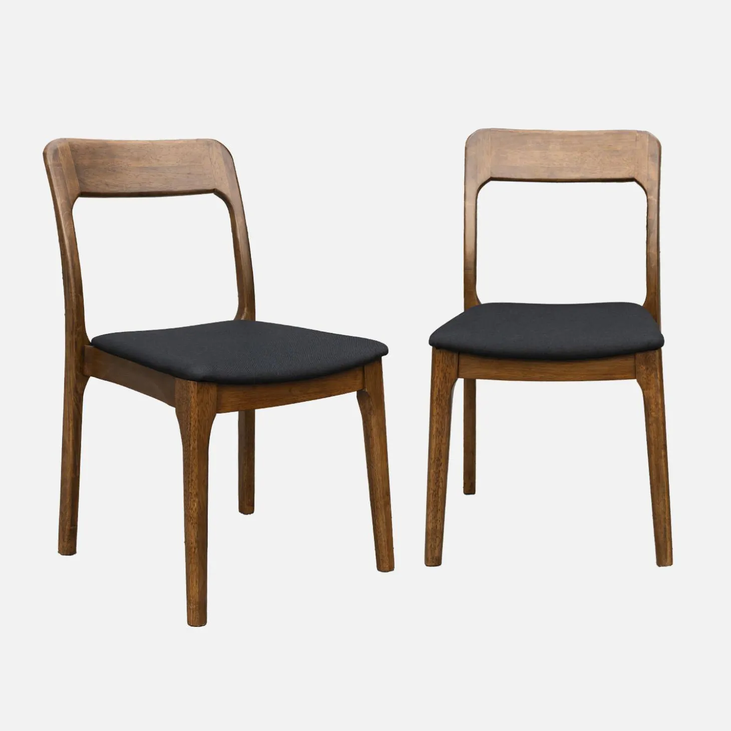 Vintage stoel van heveahout en stof (set van 2)