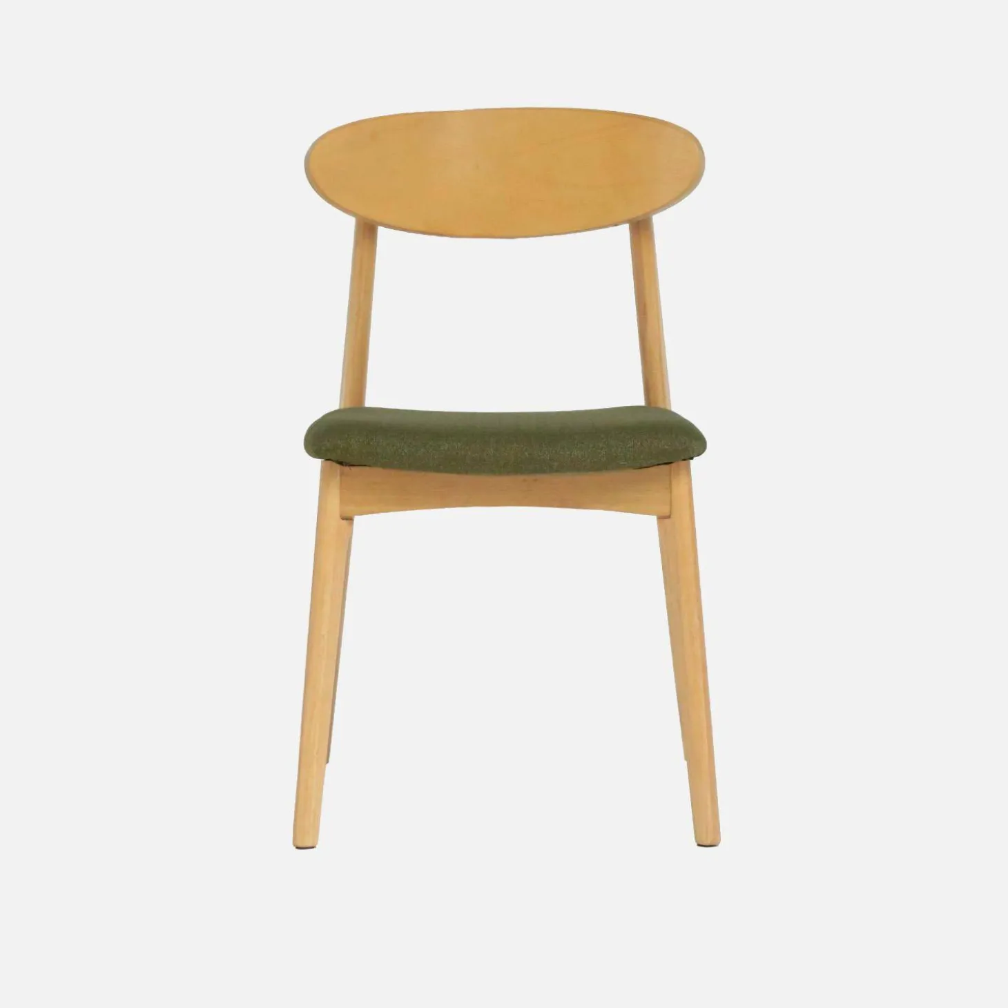 Vintage stoel van naturelkleurig rubberhout en stof (set van 2)