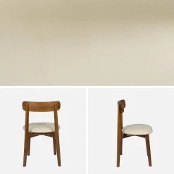 Vintage stoel van rubberhout en kunstleer (set van 2)
