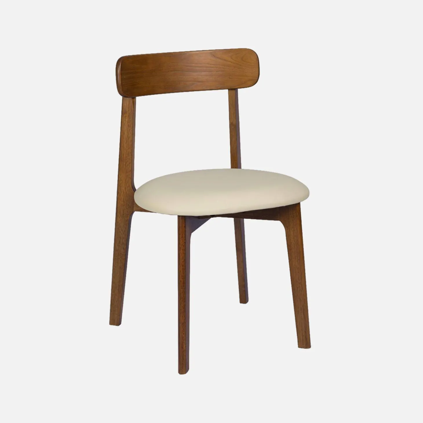 Vintage stoel van rubberhout en kunstleer (set van 2)