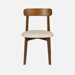Vintage stoel van rubberhout en kunstleer (set van 2)
