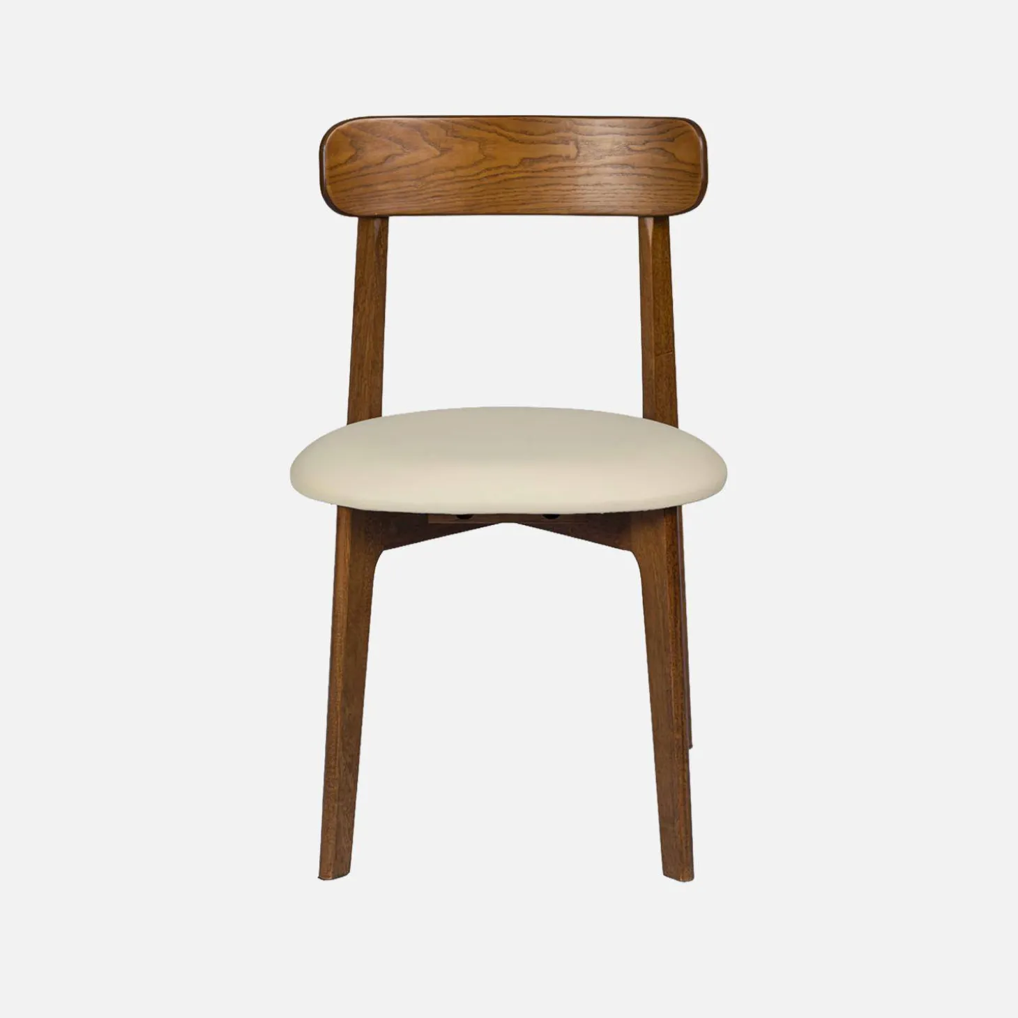 Vintage stoel van rubberhout en kunstleer (set van 2)