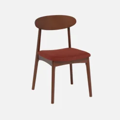 Vintage stoel van walnootkleurig rubberhout en stof (set van 2)