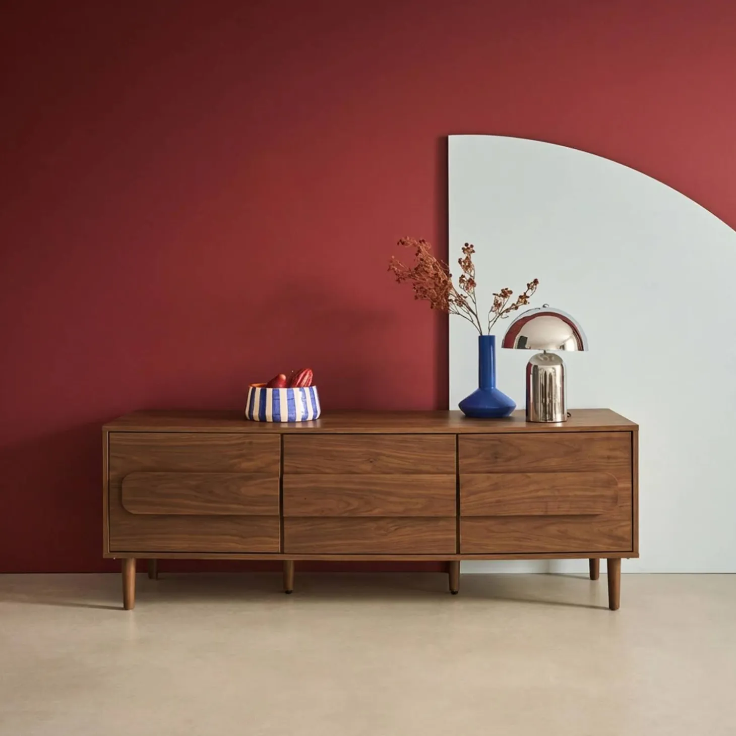 Vintage tv-meubel houtdecor 3 deuren 150cm