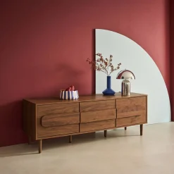 Vintage tv-meubel houtdecor 3 deuren 150cm